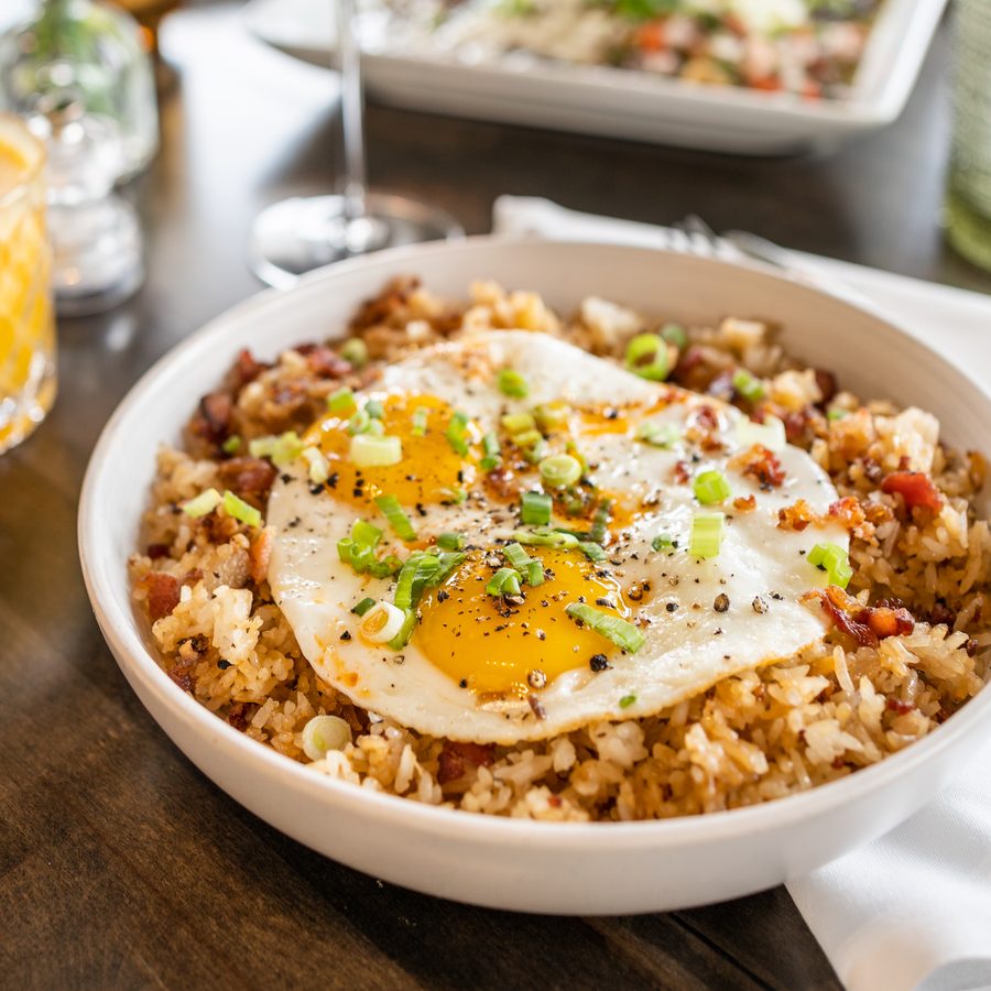 Bacon fried rice with a sunny egg